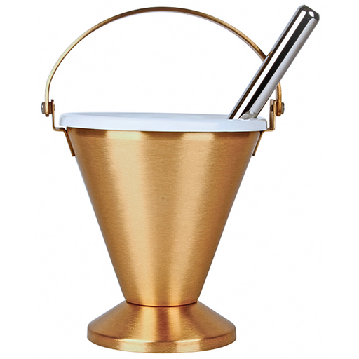 K286 Holy Water Pot with Sprinkler – Satin Bronze, 7" High Pot, 9-3/4" Sprinkler