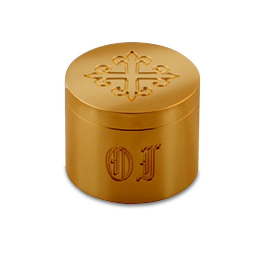 K30 - 1-3/8" 24k Gold-Plated Oil Stock – Solid Brass With Engraved OI & Cross