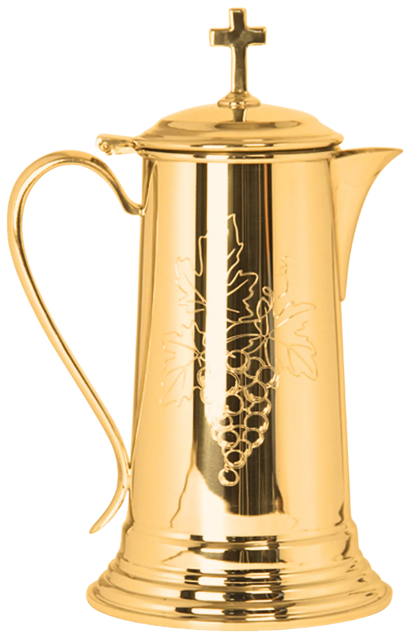 K310PG 24k Gold-Plated Flagon – 48 oz, 10.5”H with Hinged Lid & Bright Finish