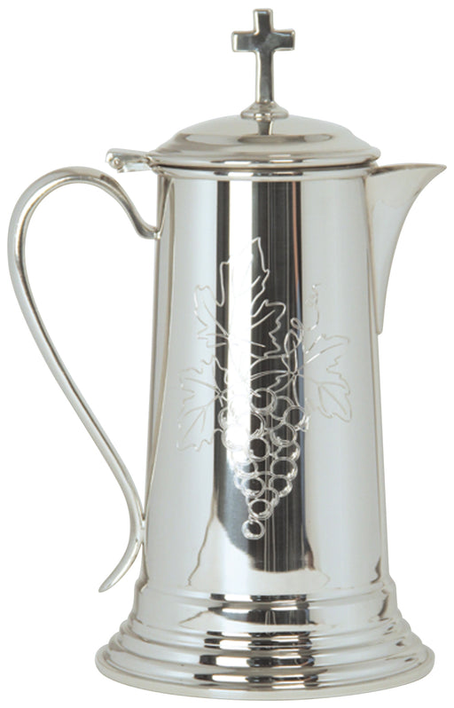 K310P Pewter Communion Flagon – 48 oz, 10.5”H with Hinged Lid & Bright Finish