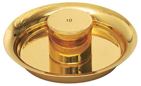 K329G - 24k Gold-Plated Ceremonial Oil Stock – 4-3/4" Diameter, OI Engraved Cover, OS & SC Available
