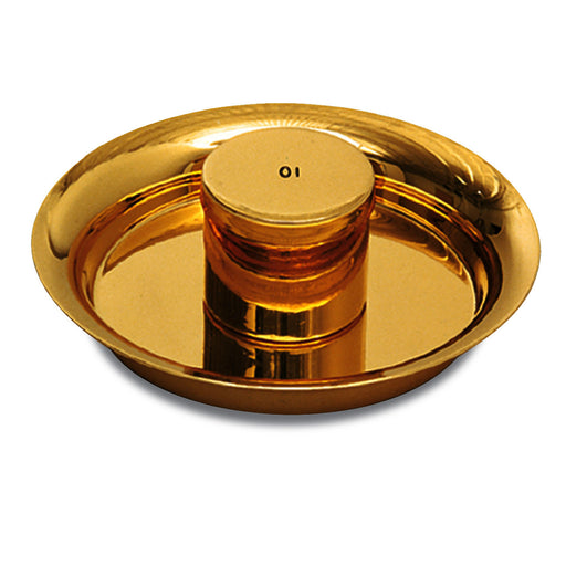 K329G - 24k Gold-Plated Ceremonial Oil Stock – 4-3/4" Diameter, OI Engraved Cover, OS & SC Available