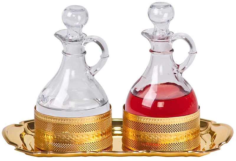 K350 Processional Cruet Set – 24k Gold Plated Tray with 10 oz. Cruets