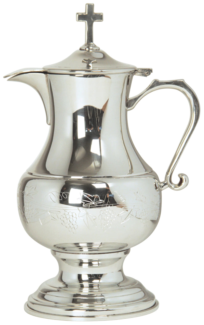 K367PS Silver-Plated Flagon – 48 oz, 11.5”H with Hinged Lid
