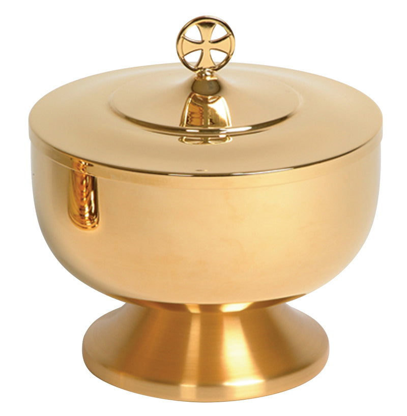 K369NL 24k Gold-Plated Ciborium Bowl with Satin Base – 6˝ Diameter, 6-1/4˝ High, 900 Host Capacity, No Cover