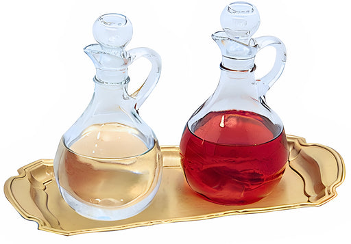 K382 Cruet Set with Satin Brass Tray – 7-1⁄4˝ x 10˝