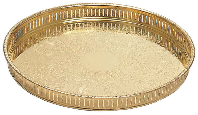 K38G Round 24K Gold Plated Decorative Gallery Tray