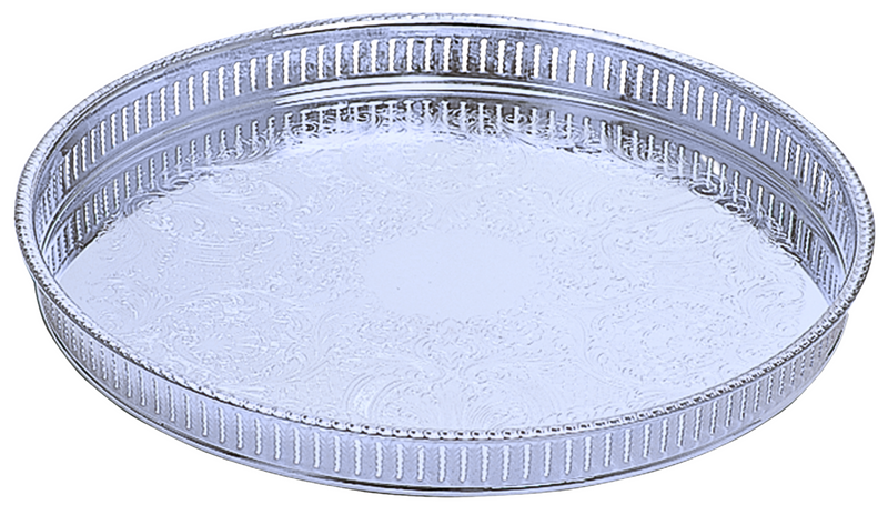 K38S Round Silver Plated Decorative Gallery Tray