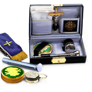 K416 Sick Call Set – Gold-Plated Pyx, Oil Stock, Sprinkler, Crucifix, Reversible Stole, and Finger Cloth in Hard Case