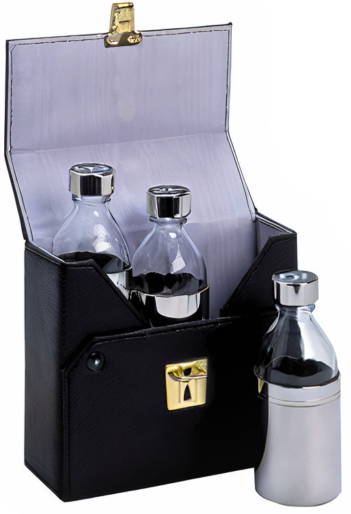K420 Ambry Set – 5.5"H Case with Three 4 oz Leak-Proof Holy Oil Bottles (OS, SC, OI), Travel-Friendly Church Supply