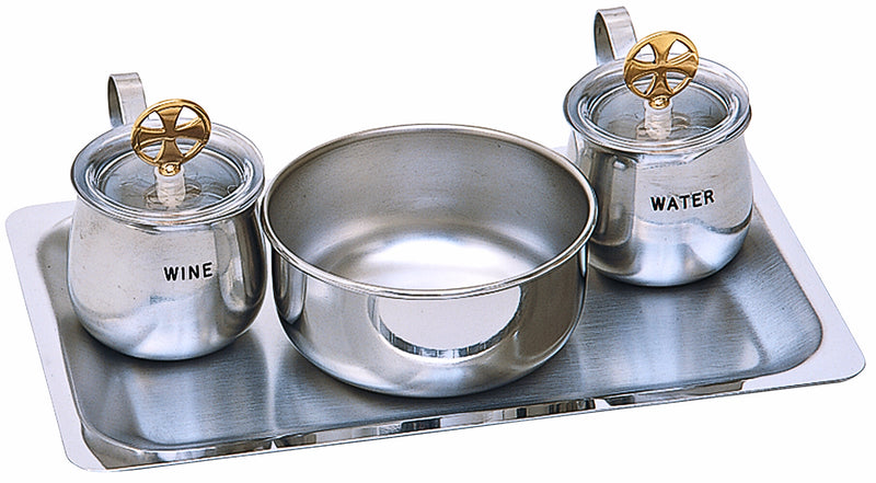 K425 Cruet Set – Stainless Steel with 24k Gold Plated Cross