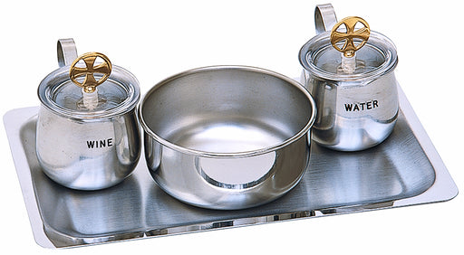 K425 Cruet Set – Stainless Steel with 24k Gold Plated Cross