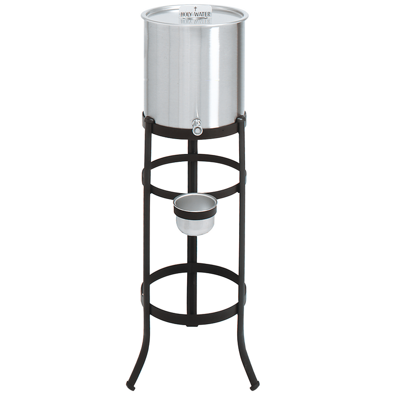 K445-5 Holy Water Tank with Stand – 5 Gallon Capacity, Antique Black Finish