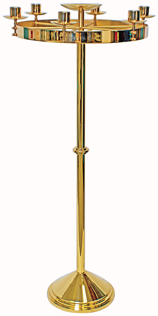 K619 Lenten Wreath – Solid Brass with Two-Tone Finish, 48"H with 21" Ring, 6 Positions for Candles, 1.5" Sockets, Adjustable Center, Church Liturgical Supply