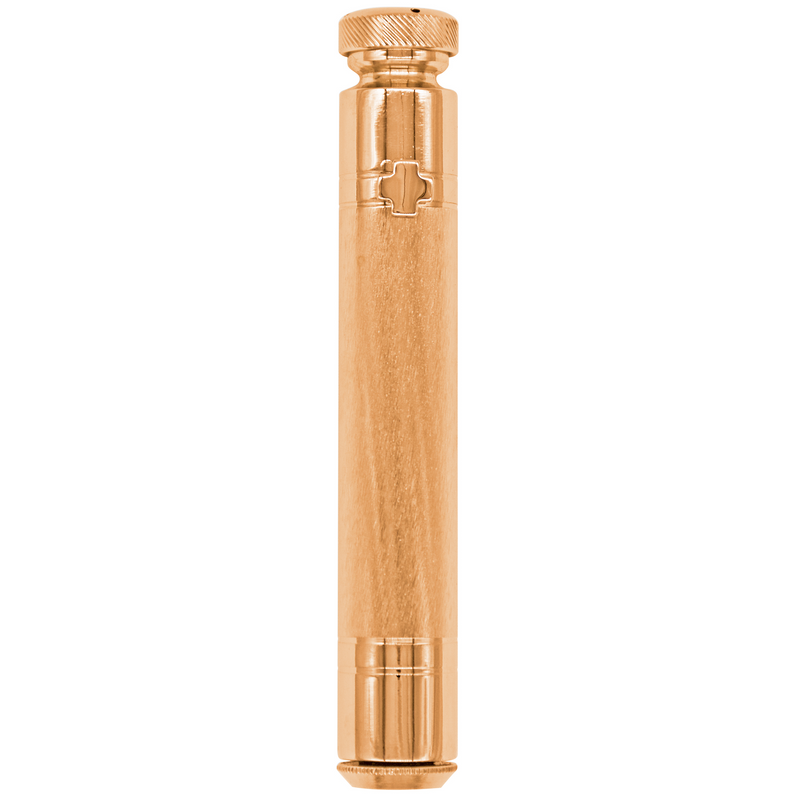 K703G Holy Water Sprinkler – 6-5/8" 24k Gold Plated, Twist Top Reservoir, 3 oz. Capacity