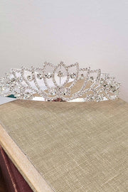 Kids' Communion Tiara Veil with Satin Bow – Rhinestone Accents & Flower Embellishment – Two Layer Veil