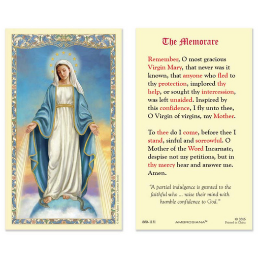 Laminated Holy Card Our Lady Of Grace The Memorare