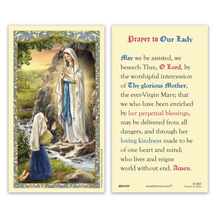 Laminated Holy Card Our Lady Of Lourdes - 25 Pcs. Per Package