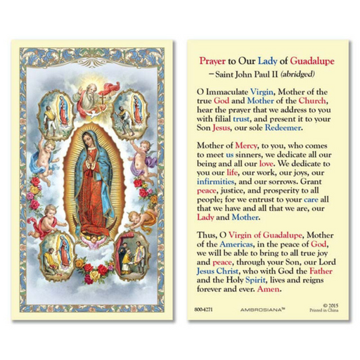Laminated Holy Card Our Lady Of Guadalupe With Visions - 25 Pcs. Per Package