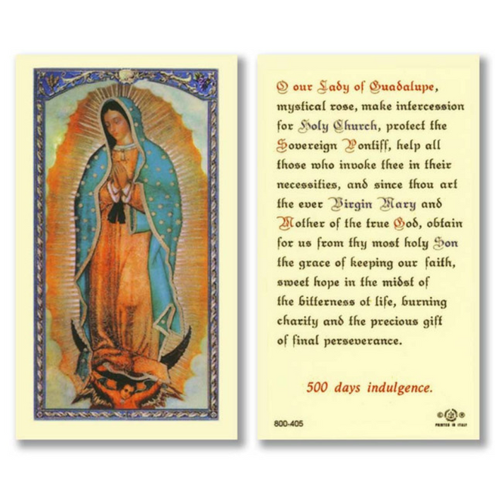 Laminated Holy Card Prayer To Our Lady of Guadalupe - 25 Pcs. Per Package