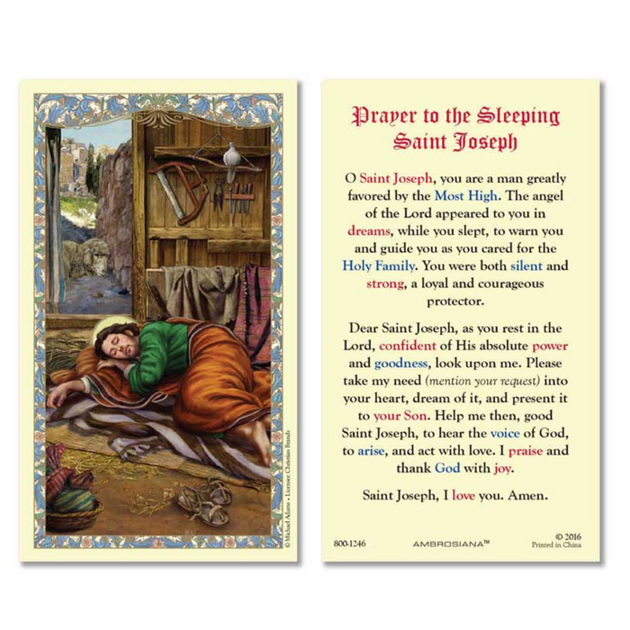 Laminated Holy Card Sleeping St. Joseph - 25 Pcs. Per Package