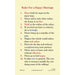Laminated Holy Card Wedding At Cana Rules For A Happy Marriage - 25 Pieces Per Package