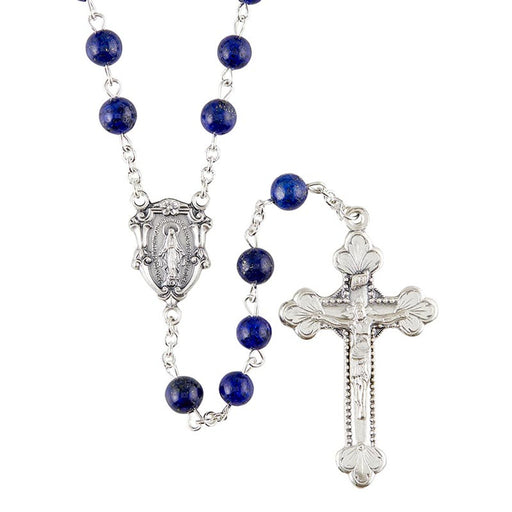 Lapis Gemstone Rosary with Miraculous Medal Center