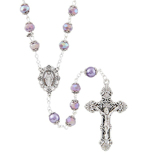 Lavender Orvieto Collection Rosary With Miraculous Medal