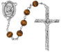Light Brown Wood Beads St. Michael Rosary