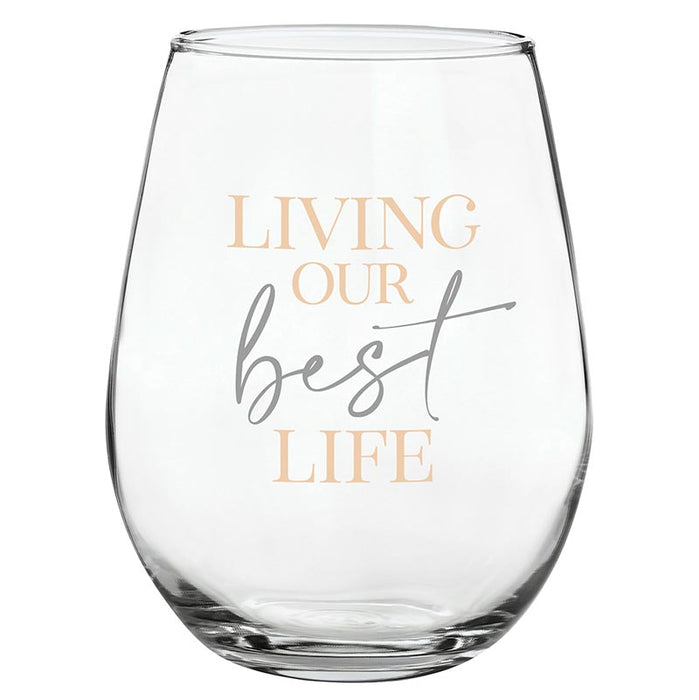 Living Our Best Life Stemless Wine Glass - 4 Pieces Per Package