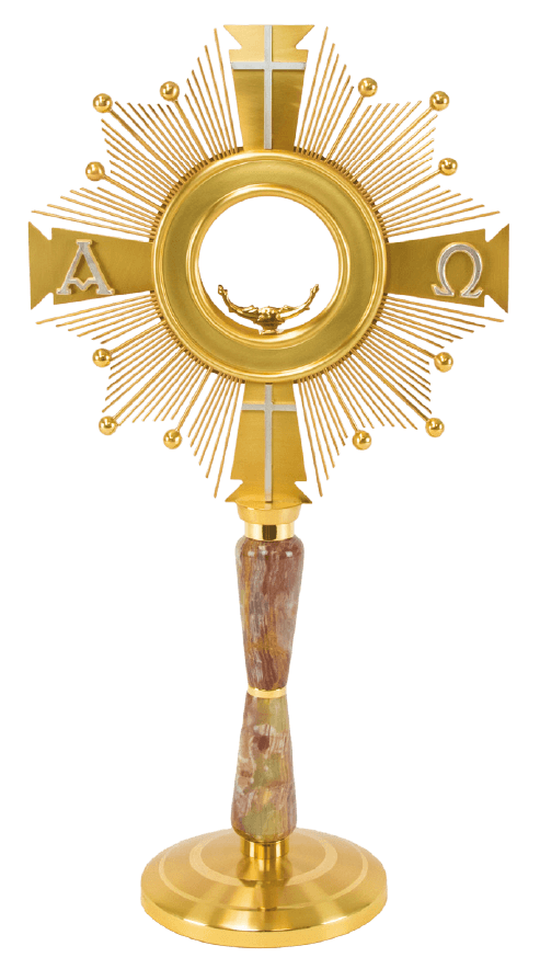 Catholic Monstrance with Alabaster Base for 3-Inch Host