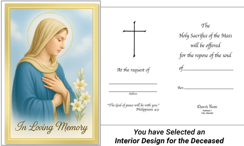 MC 34 Stock Mass Card – Mary, Mother of Sorrows | Catholic Mass Cards for Parishes