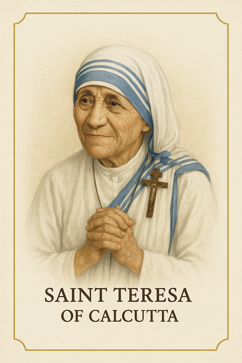 MC 46 Stock Mass Card – Saint Teresa of Calcutta | Catholic Parish Mass Cards 4x6 & 5x7