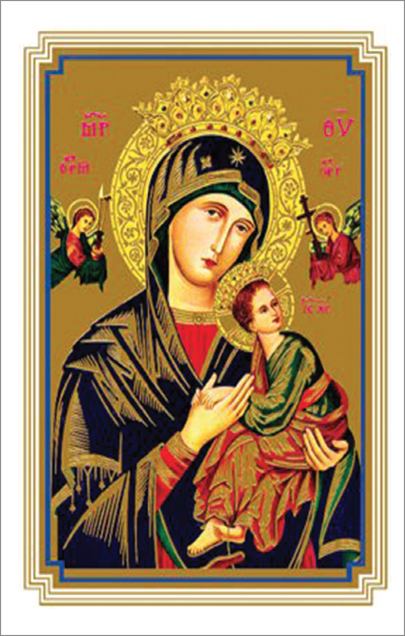 MC 67 Stock Mass Card – Our Lady of Perpetual Help | Catholic Parish Mass Cards 4x6 & 5x7
