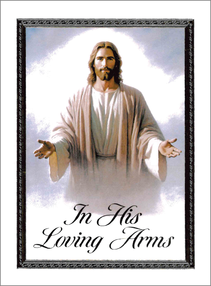 MC 62 Stock Mass Card – In His Loving Arms | Catholic Parish Mass Cards 4x6 & 5x7