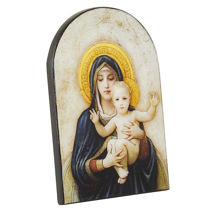 Madonna And Child Arched Wood Plaque - Bouguereau