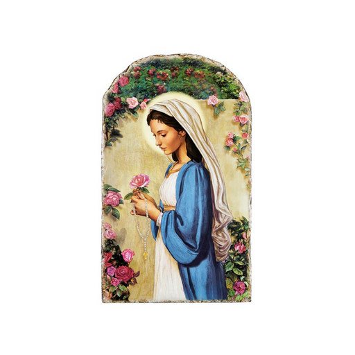 Madonna Of Roses Arched Plaque
