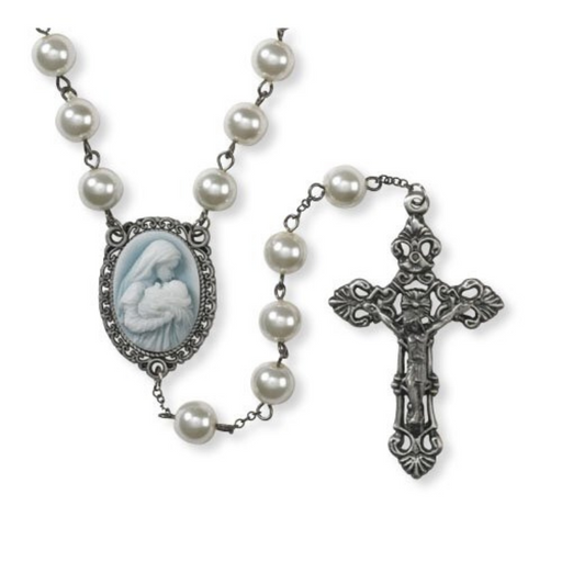 Our Lady of Grace Cameo Rosary with 1" Centerpiece Catholic Gifts Catholic Presents Gifts for all occasion Marian Devotion Mary Collection