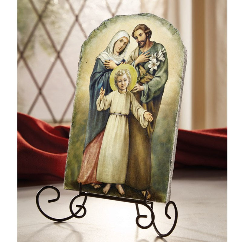 Placa de azulejos arqueada de la Sagrada Familia con soporte