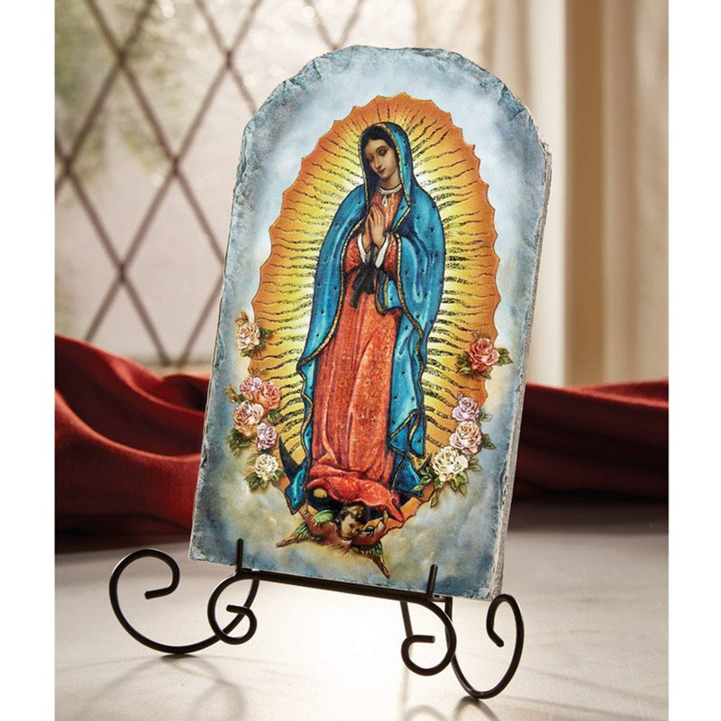 Our Lady of Guadalupe Marco Sevelli Arched Tile Plaque with Stand