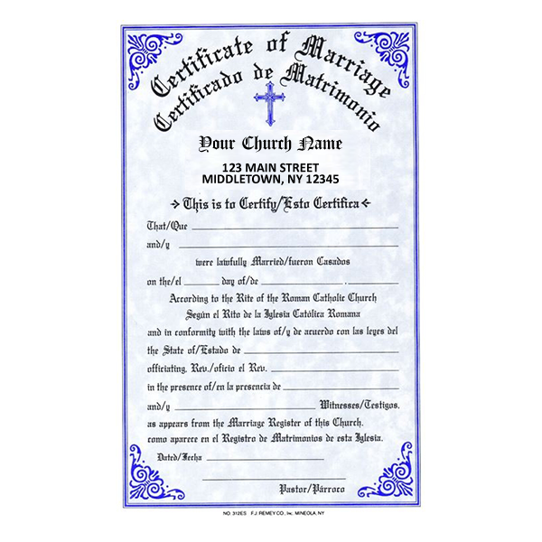 Marriage Certificate Imprinted - #312