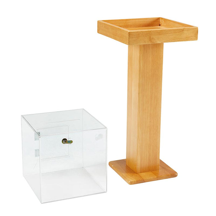 Medium Oak and Acrylic Floor Donation Box