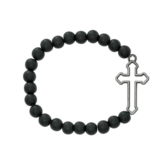 Men's Black Matte Cross Stretch Bracelet father's day gift father's day keepsake father's day symbols