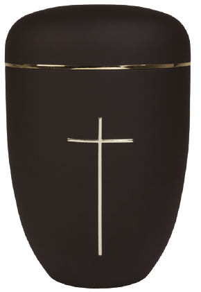 Midnight Grace Black Steel Memorial Urn with Gold Cross