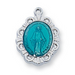 Miraculous Medal Blue Enamel Sterling Silver with 13" Rhodium Plated Chain