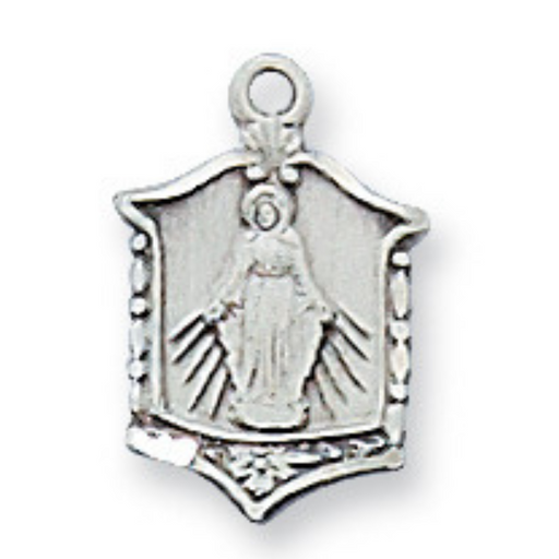 Miraculous Medal Sterling Silver with 16" Rhodium Plated Chain