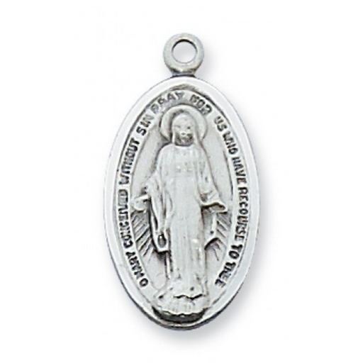 Miraculous Medal Sterling Silver with 18" Rhodium Chain