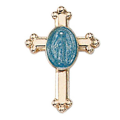 Miraculous Medal in Budded Cross Lapel Pin