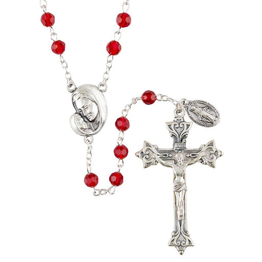 Mother's Embrace Ruby Rosary - Madonna and Child
