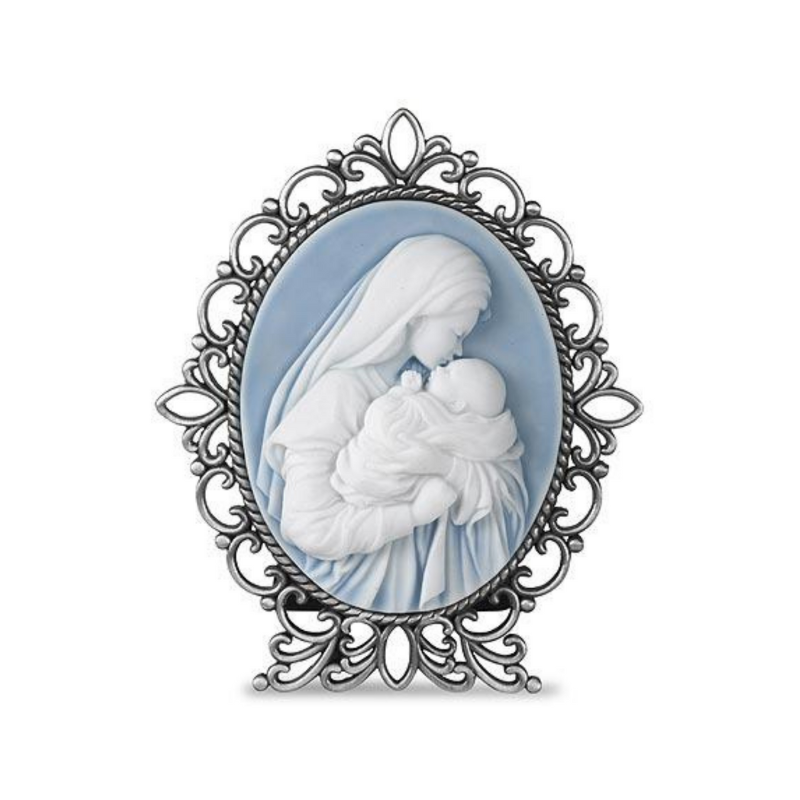 Mother and Child Cameo Desk Display beautiful catholic display for mother jesus christ baby jesus rosary mother mary blessed virgin mary mother and child